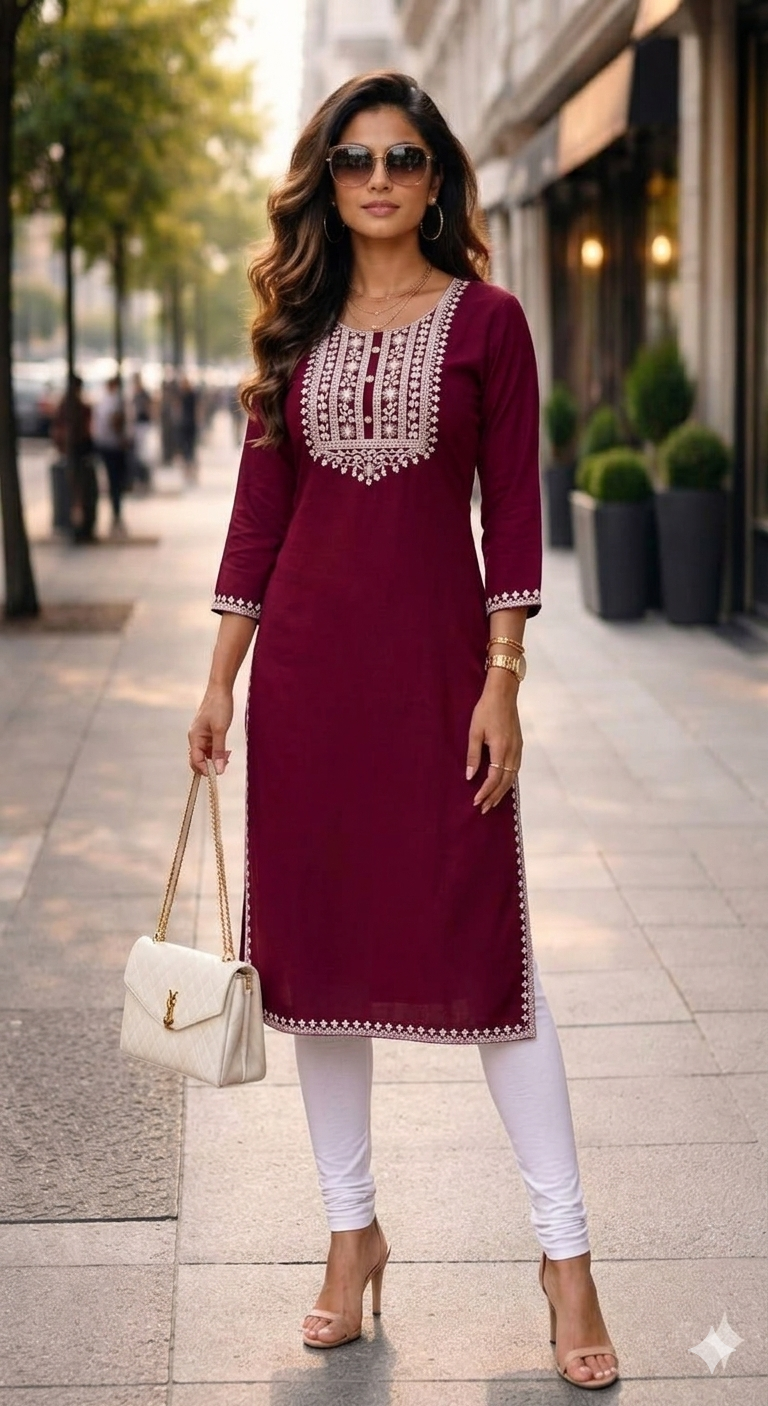 THE WINE ELEGANCE 'ROYAL YOKE' KURTA
