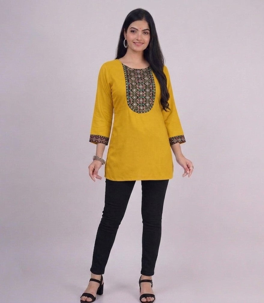 Saffron Gold Bohemian Embroidered Tunic