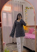 Black Paisley Printed Kurta Set with Bell Sleeves