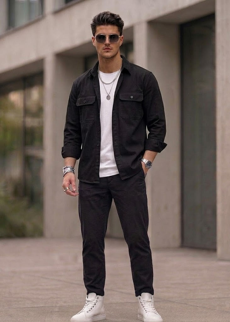 Style Sphere Onyx Ribbed Shirt-Jacket
