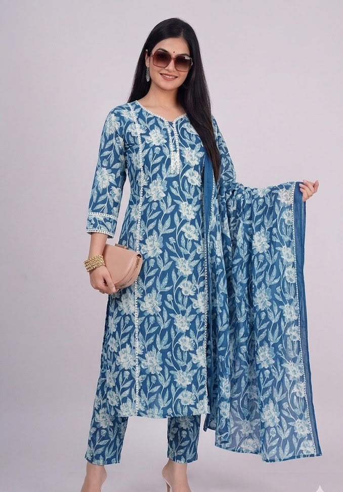 Sky Blue Serene Chikankari Ensemble