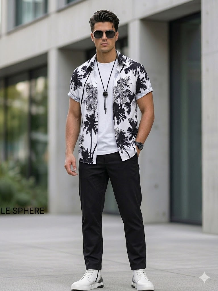 THE COASTAL CURVE SIGNATURE PALM SHIRT