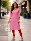 THE PINK BLOSSOM 'CLASSIC BUTTON' KURTA